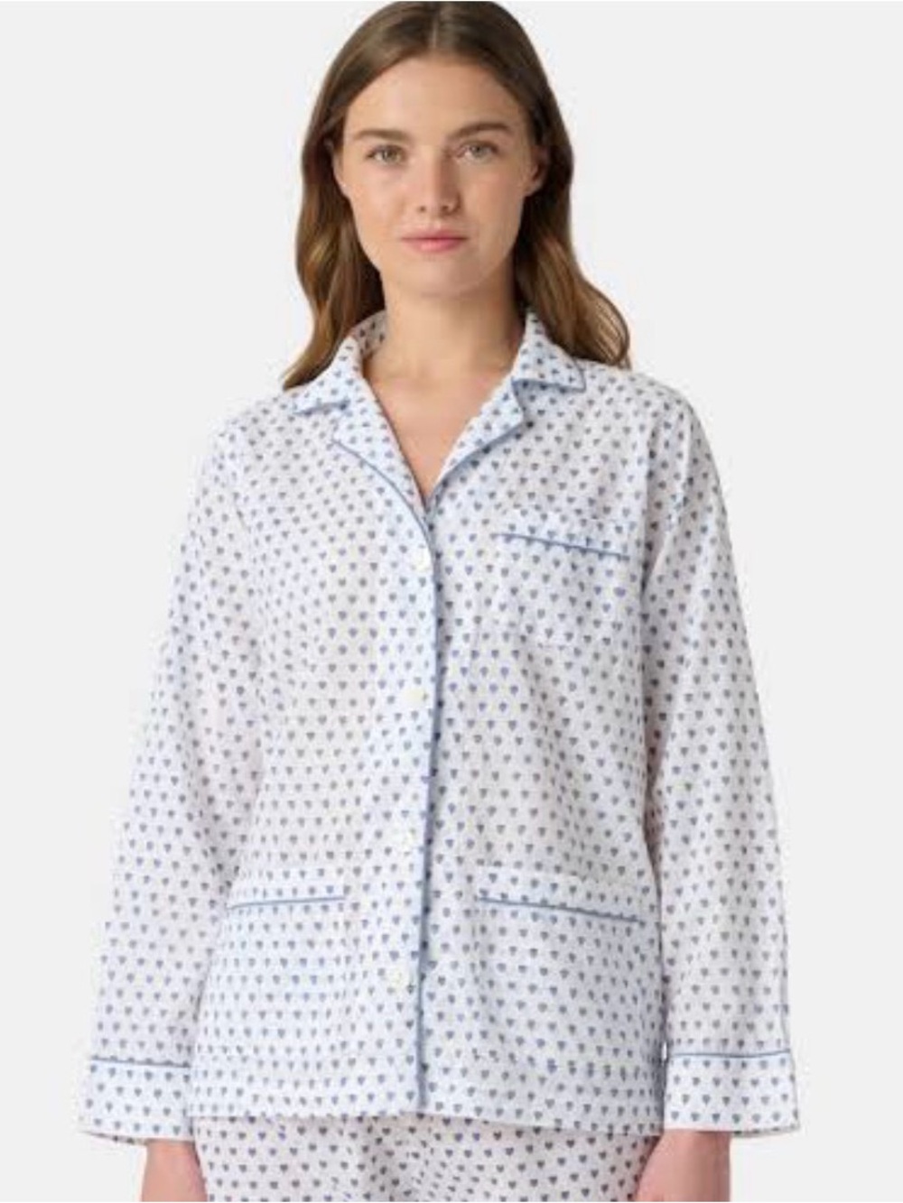 Classic Women's Blue Heart-Print Pajama Top